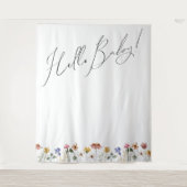 ワイルドフラワーカラフルハローベビー背景 タペストリー (正面)