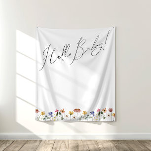 ワイルドフラワーカラフルハローベビー背景 タペストリー
