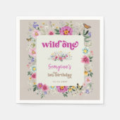 ワイルドフラワーカラフルバタフライワイルドワン誕生日 スタンダードカクテルナプキン (正面)
