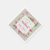 ワイルドフラワーカラフルバタフライ庭園の結婚式 スタンダードカクテルナプキン (角)