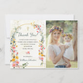ワイルドフラワーカラフルバプテスマ写真サンキューカード 招待状 (正面)