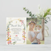ワイルドフラワーカラフルバプテスマ写真サンキューカード 招待状 (スタンド正面)