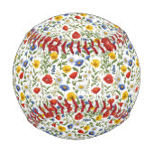 ワイルドフラワーカラフルパターンのかわいらし自然 野球ボール (裏面)