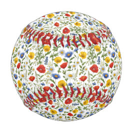 ワイルドフラワーカラフルパターンのかわいらし自然 野球ボール