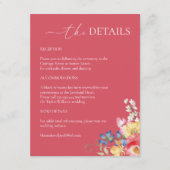 ワイルドフラワーカラフルピンク結婚の詳細 エンクロージャーカード (正面)