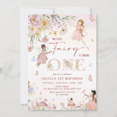 ワイルドフラワーカラフルフェアリープリンセス1st誕生日 | 招待状 (正面)