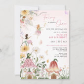 ワイルドフラワーカラフルフェアリープリンセス1st誕生日 招待状 (正面)
