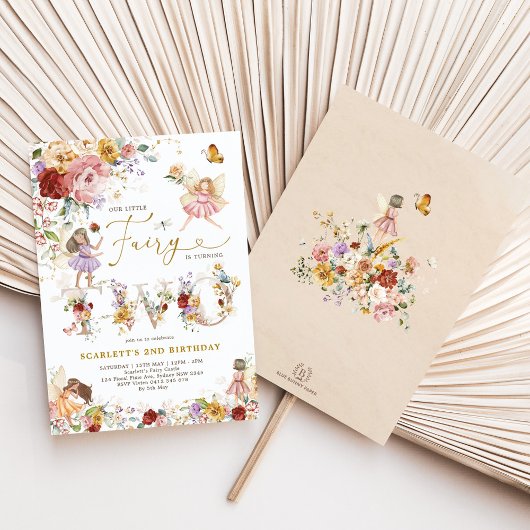 ワイルドフラワーカラフルフェアリープリンセス2nd誕生日 招待状