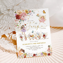 ワイルドフラワーカラフルフェアリープリンセス3rd誕生日 招待状