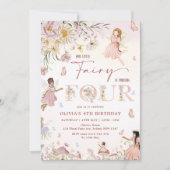 ワイルドフラワーカラフルフェアリープリンセス4th誕生日 | 招待状 (正面)
