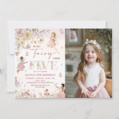 ワイルドフラワーカラフルフェアリープリンセス5th誕生日 | 招待状 (正面)