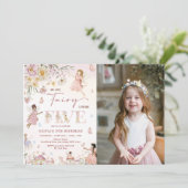 ワイルドフラワーカラフルフェアリープリンセス5th誕生日 | 招待状 (スタンド正面)
