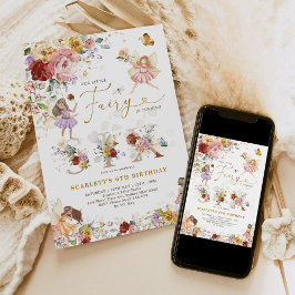 ワイルドフラワーカラフルフェアリープリンセス6th誕生日 招待状