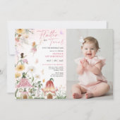 ワイルドフラワーカラフルフェアリー1stバースデーフォト 招待状 (正面)