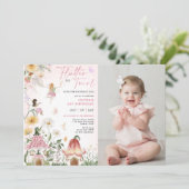 ワイルドフラワーカラフルフェアリー1stバースデーフォト 招待状 (スタンド正面)