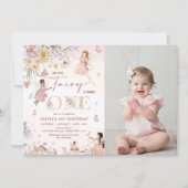 ワイルドフラワーカラフルフェアリー1stバースデーフォト 招待状 (正面)