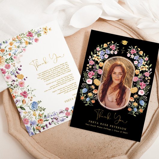 ワイルドフラワーカラフルフェスタ卒業写真 サンキューカード