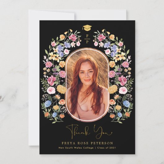 ワイルドフラワーカラフルフェスタ卒業写真 サンキューカード (正面)