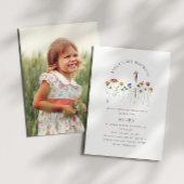 ワイルドフラワーカラフルフォト子供の誕生日パーティー 招待状