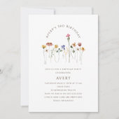 ワイルドフラワーカラフルフォト子供の誕生日パーティー 招待状 (正面)