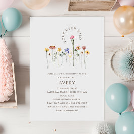 ワイルドフラワーカラフルフォーエバーワイルドバースデーパーティー 招待状