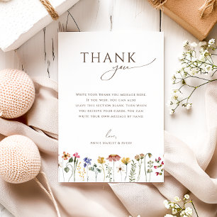 ワイルドフラワーカラフルフラットバーチカルバースデーパーティー サンキューカード