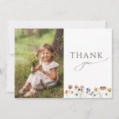 ワイルドフラワーカラフルフラットフォトバースデーパーティー サンキューカード (正面)