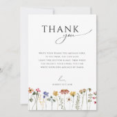 ワイルドフラワーカラフルフラット垂直ベビーシャワー サンキューカード (正面)