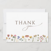 ワイルドフラワーカラフルフラット誕生日パーティー サンキューカード (正面)