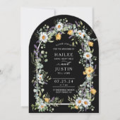 ワイルドフラワーカラフルフローラアーチ型春の結婚式 招待状 (正面)