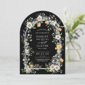 ワイルドフラワーカラフルフローラアーチ型春の結婚式 招待状 (スタンド正面)