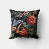 ワイルドフラワーカラフルフローラアートブラック装飾用クッション クッション (裏面)