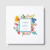 ワイルドフラワーカラフルフローラウォーター結婚カラー ゲストブック (正面)