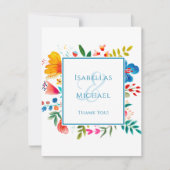 ワイルドフラワーカラフルフローラウォーター結婚カラー サンキューカード (正面)