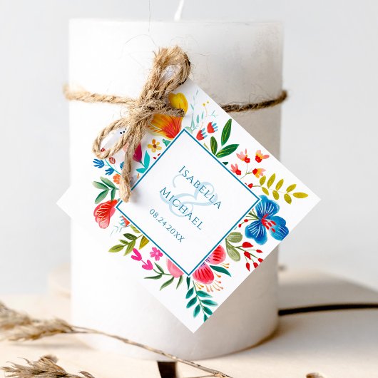 ワイルドフラワーカラフルフローラウォーター結婚カラー フェイバータグ