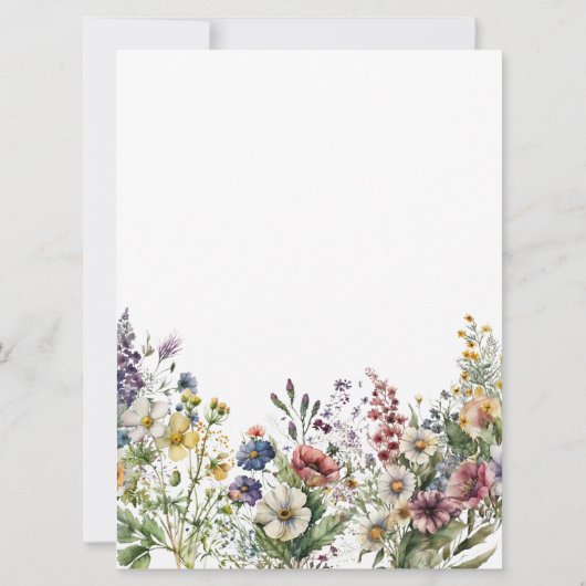 ワイルドフラワーカラフルフローラウォーター結婚カラー 招待状 (裏面)