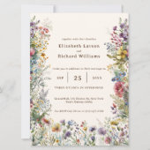 ワイルドフラワーカラフルフローラウォーター結婚カラー 招待状 (正面)