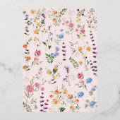 ワイルドフラワーカラフルフローラガーデンブライダルシャワー 箔招待状 (裏面)