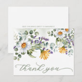 ワイルドフラワーカラフルフローラサマー春の結婚式 サンキューカード (正面/裏面)