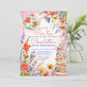 ワイルドフラワーカラフルフローラパルティーパーティー誕生日 招待状 (スタンド正面)