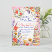ワイルドフラワーカラフルフローラパルティーパーティー誕生日 招待状 (スタンド正面)
