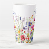 ワイルドフラワーカラフルフローラパーソナライズされた名 カフェラテマグ (正面)
