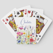ワイルドフラワーカラフルフローラパーソナライズされた名 トランプ (裏面)