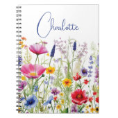 ワイルドフラワーカラフルフローラパーソナライズされた名 ノートブック (正面)