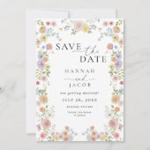 ワイルドフラワーカラフルフローラフォト結婚ズ セーブザデート (正面)
