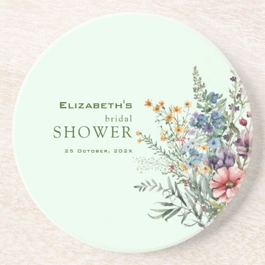 ワイルドフラワーカラフルフローラブライダルシャワー コースター (正面)
