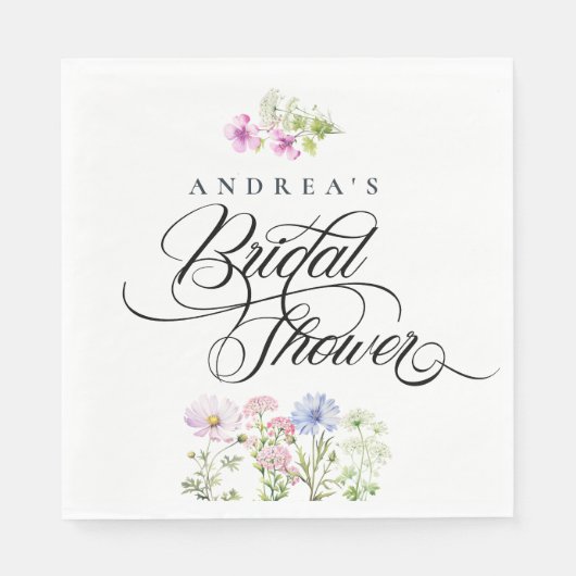 ワイルドフラワーカラフルフローラブライダルシャワー スタンダードランチョンナプキン (正面)