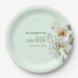 ワイルドフラワーカラフルフローラブライダルシャワー ペーパープレート