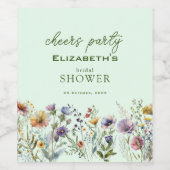 ワイルドフラワーカラフルフローラブライダルシャワー ワインラベル (シングルラベル)