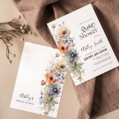 ワイルドフラワーカラフルフローラブライダルシャワー 招待状